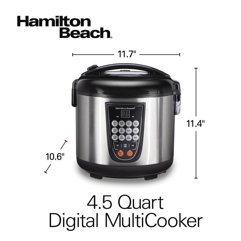Hamilton Beach® Digital MultiCooker 4.5 Quart Capacity 14 Pre